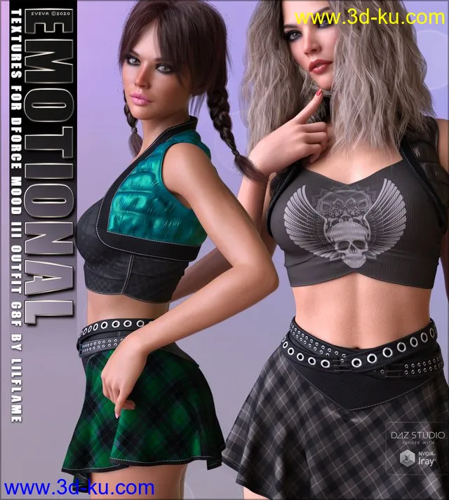 Emotional Textures for dForce Mood III Outfit G8F模型的图片1