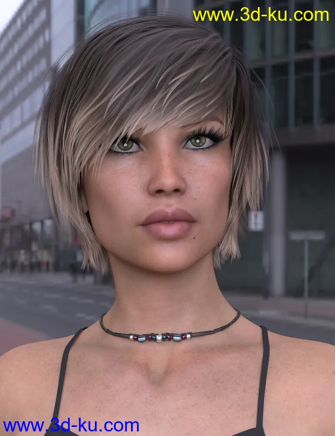 Exie Hair for Genesis 3 and 8 Female(s)模型的图片1