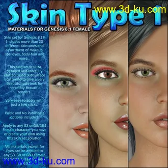 3D打印模型Exnem Skin Type 1 for Genesis 8.1 Female的图片