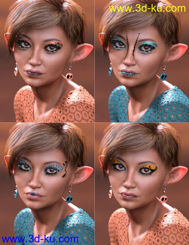 Extreme Closeup Flutterby Geoshell Makeups and Lashes for Genesis 8 Female(s)模型的图片4