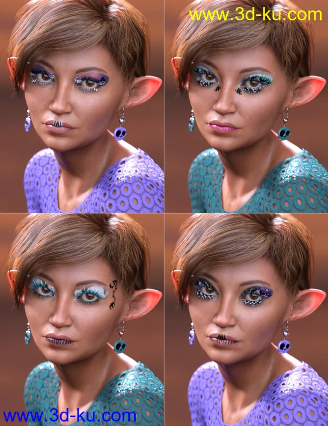 Extreme Closeup Flutterby Geoshell Makeups and Lashes for Genesis 8 Female(s)模型的图片5