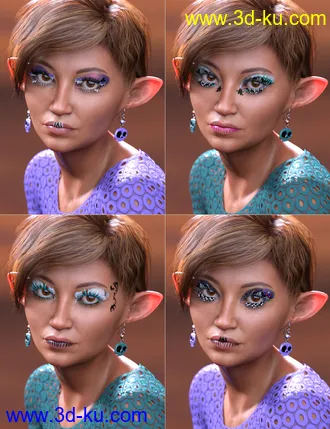 3D打印模型Extreme Closeup Flutterby Geoshell Makeups and Lashes for Genesis 8 Female(s)的图片