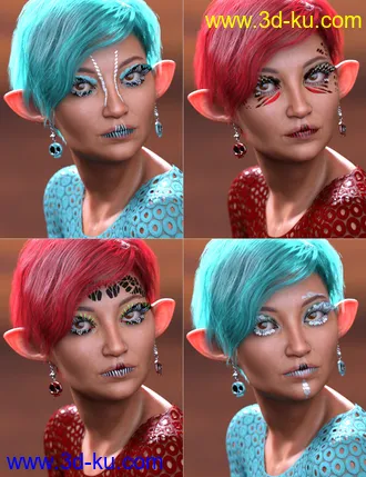 3D打印模型Extreme Closeup Flutterby Geoshell Makeups and Lashes for Genesis 8 Female(s)的图片