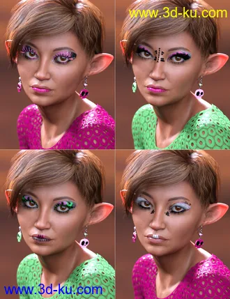 3D打印模型Extreme Closeup Flutterby Geoshell Makeups and Lashes for Genesis 8 Female(s)的图片