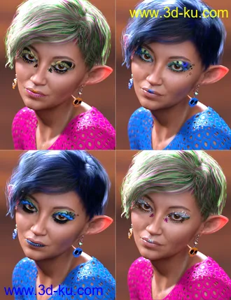 3D打印模型Extreme Closeup Flutterby Geoshell Makeups and Lashes for Genesis 8 Female(s)的图片