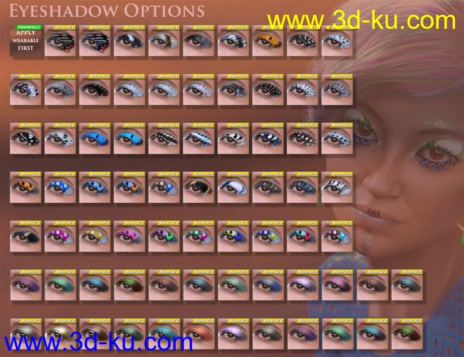 Extreme Closeup Flutterby Geoshell Makeups and Lashes for Genesis 8 Female(s)模型的图片10