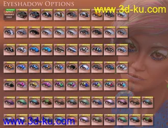 3D打印模型Extreme Closeup Flutterby Geoshell Makeups and Lashes for Genesis 8 Female(s)的图片