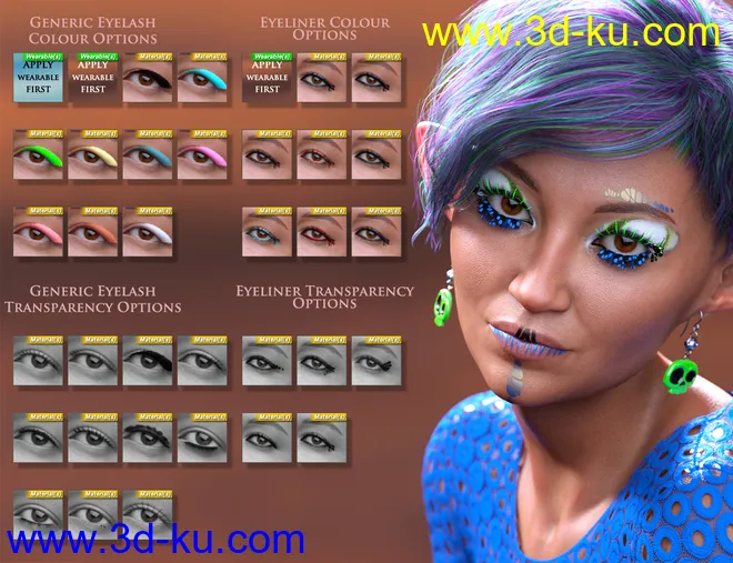Extreme Closeup Flutterby Geoshell Makeups and Lashes for Genesis 8 Female(s)模型的图片11