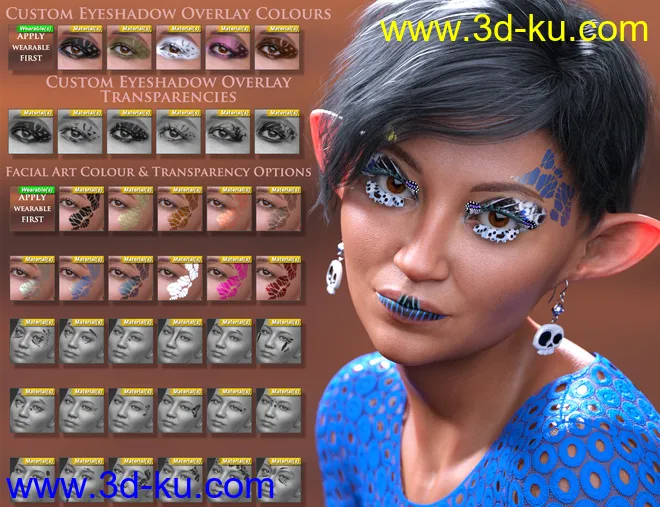 Extreme Closeup Flutterby Geoshell Makeups and Lashes for Genesis 8 Female(s)模型的图片13