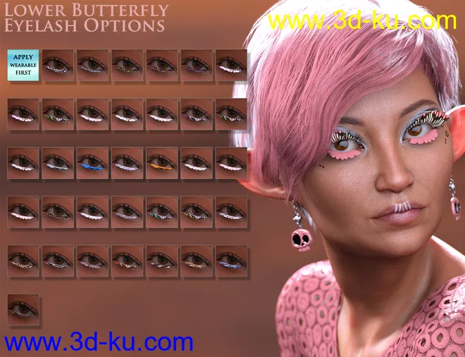 Extreme Closeup Flutterby Geoshell Makeups and Lashes for Genesis 8 Female(s)模型的图片14