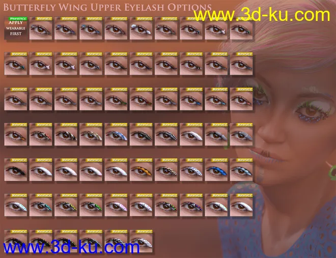 Extreme Closeup Flutterby Geoshell Makeups and Lashes for Genesis 8 Female(s)模型的图片15