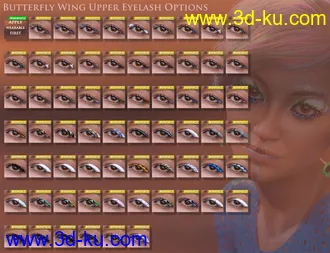 3D打印模型Extreme Closeup Flutterby Geoshell Makeups and Lashes for Genesis 8 Female(s)的图片