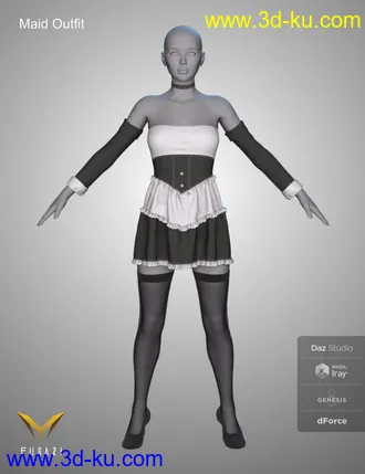 3D打印模型FG Maid Outfit for Genesis 8 Females的图片