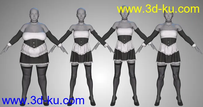 FG Maid Outfit for Genesis 8 Females模型的图片4