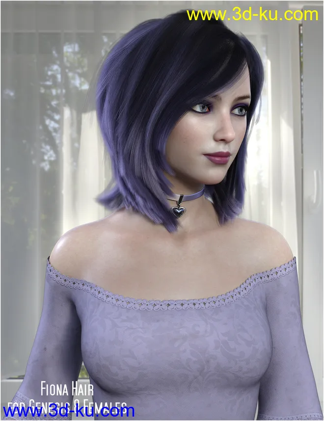Fiona Hair for Genesis 8 Females模型的图片1