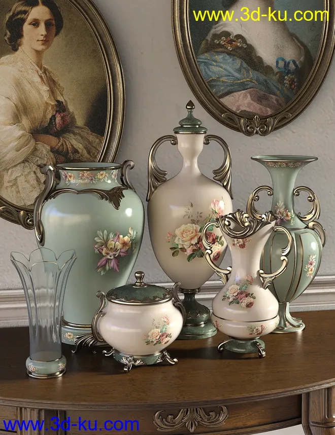 Florals for Rococo Vases Iray模型的图片1