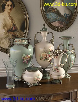 3D打印模型Florals for Rococo Vases Iray的图片
