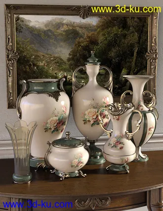 3D打印模型Florals for Rococo Vases Iray的图片