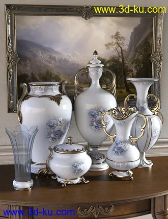 3D打印模型Florals for Rococo Vases Iray的图片