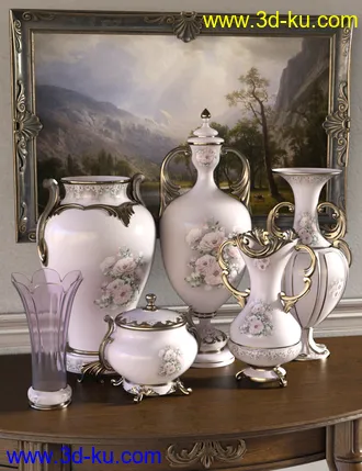 3D打印模型Florals for Rococo Vases Iray的图片