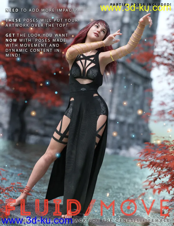 Fluid Move Pose Pack for Genesis 8 Female模型的图片2