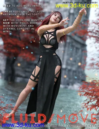 3D打印模型Fluid Move Pose Pack for Genesis 8 Female的图片