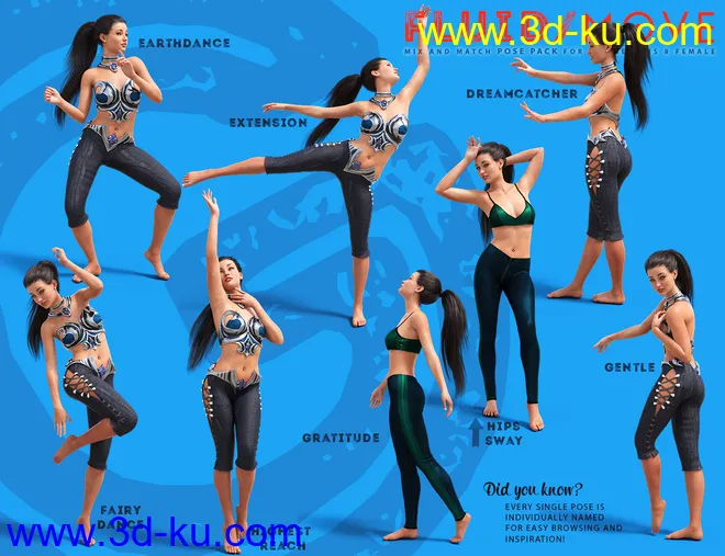 Fluid Move Pose Pack for Genesis 8 Female模型的图片4