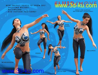 3D打印模型Fluid Move Pose Pack for Genesis 8 Female的图片