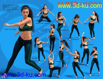 3D打印模型Fluid Move Pose Pack for Genesis 8 Female的图片
