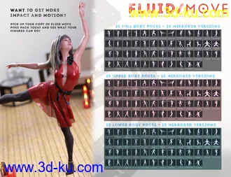 3D打印模型Fluid Move Pose Pack for Genesis 8 Female的图片