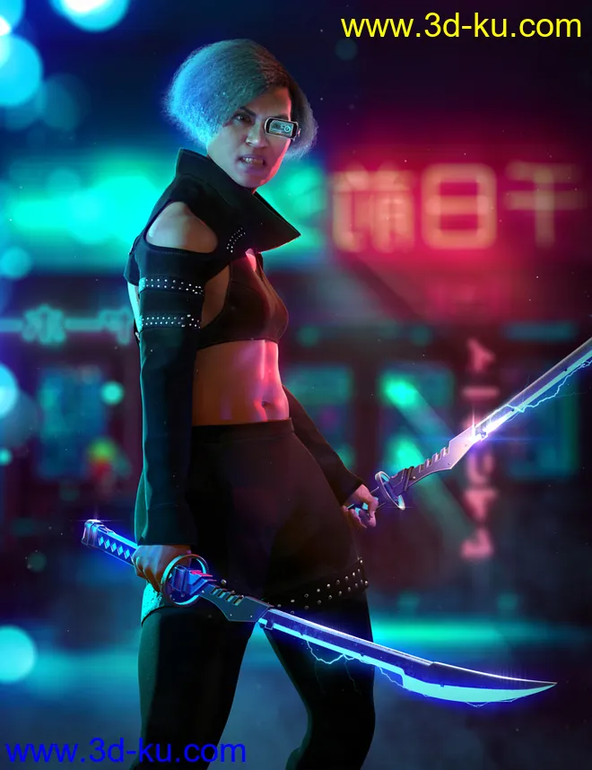 Future Samurai Animations with Sword for Genesis 8.1 Female and Noska 8.1模型的图片1
