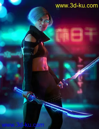 3D打印模型Future Samurai Animations with Sword for Genesis 8.1 Female and Noska 8.1的图片
