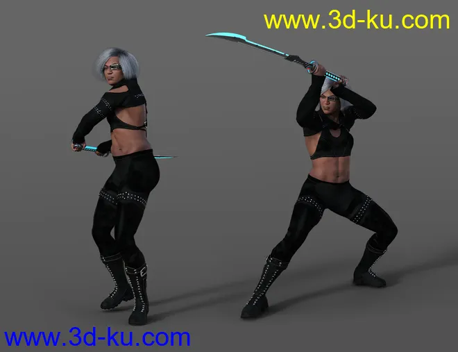 Future Samurai Animations with Sword for Genesis 8.1 Female and Noska 8.1模型的图片3