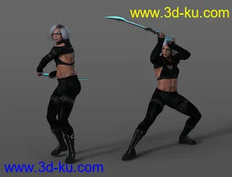 3D打印模型Future Samurai Animations with Sword for Genesis 8.1 Female and Noska 8.1的图片