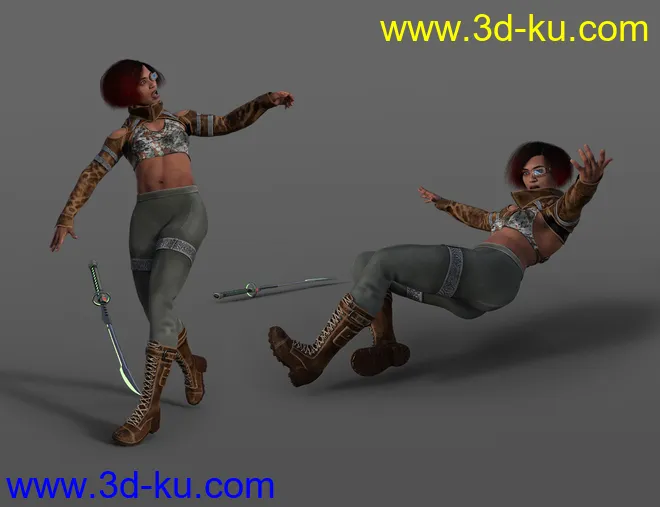 Future Samurai Animations with Sword for Genesis 8.1 Female and Noska 8.1模型的图片4