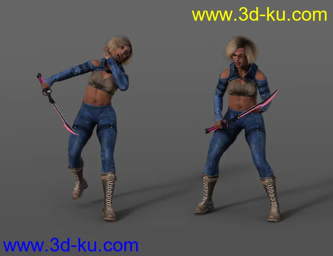 Future Samurai Animations with Sword for Genesis 8.1 Female and Noska 8.1模型的图片5