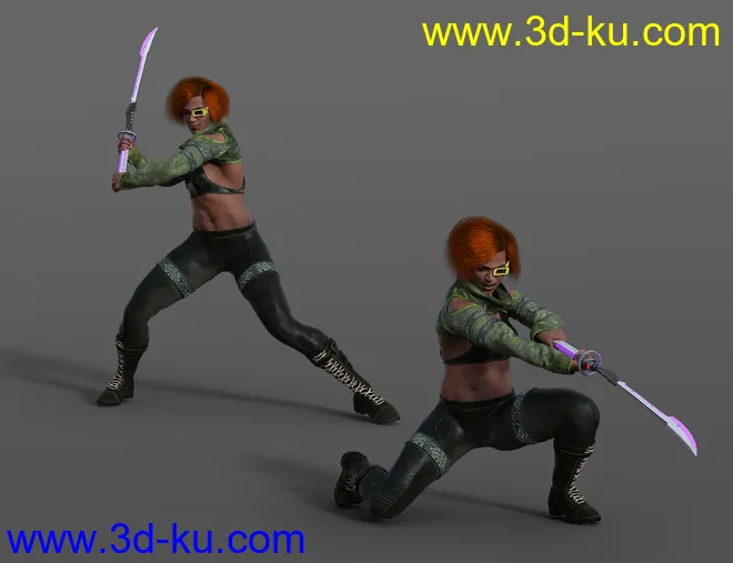 Future Samurai Animations with Sword for Genesis 8.1 Female and Noska 8.1模型的图片6