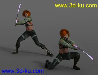 3D打印模型Future Samurai Animations with Sword for Genesis 8.1 Female and Noska 8.1的图片