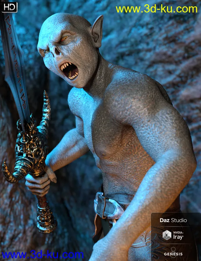 Goblin Raider HD for Genesis 8 Male模型的图片3