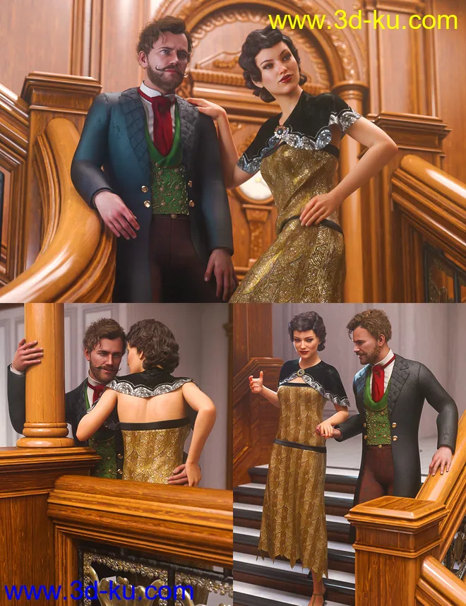 Grand Staircase Grandeur Poses for Genesis 8模型的图片1
