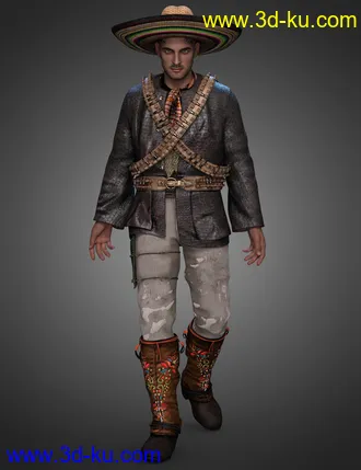 3D打印模型Guerrillero Outfit for Genesis 8 and 8.1 Males的图片