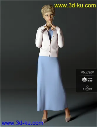 3D打印模型H&C dForce Simple Long Dress Outfit for Genesis 8 Female(s)的图片