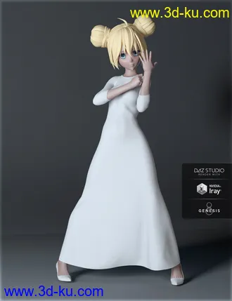 3D打印模型H&C dForce Simple Long Dress Outfit for Genesis 8 Female(s)的图片