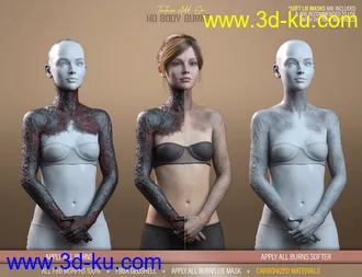 HD Body Burns Add-On for Genesis 8 and 8.1 Females模型的图片5