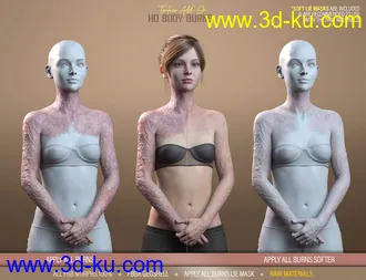 3D打印模型HD Body Burns Add-On for Genesis 8 and 8.1 Females的图片