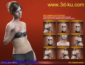 HD Body Burns Add-On for Genesis 8 and 8.1 Females模型的图片31