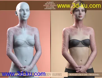 HD Body Burns for Genesis 8 and 8.1 Females模型的图片4