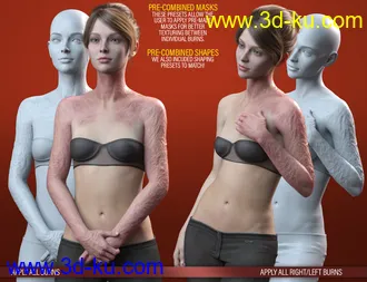 HD Body Burns for Genesis 8 and 8.1 Females模型的图片12