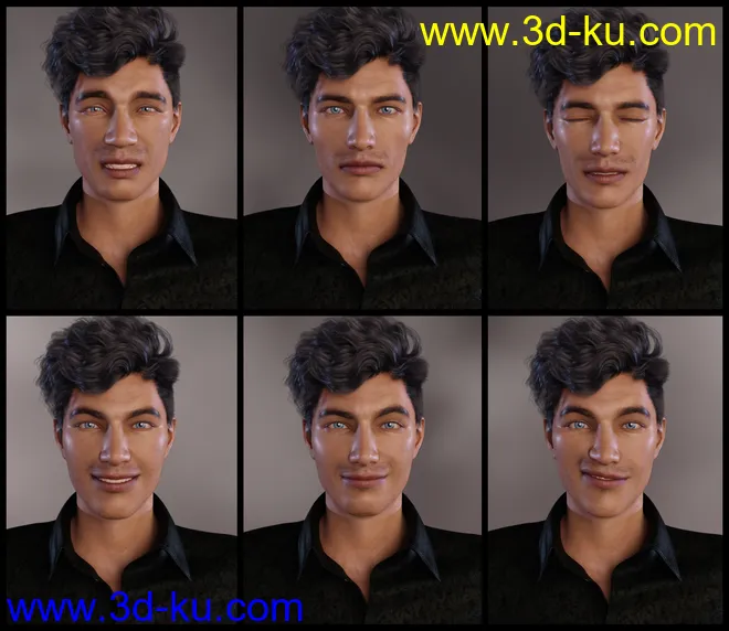Head & Hands Poses for Genesis 8.1 Male模型的图片3
