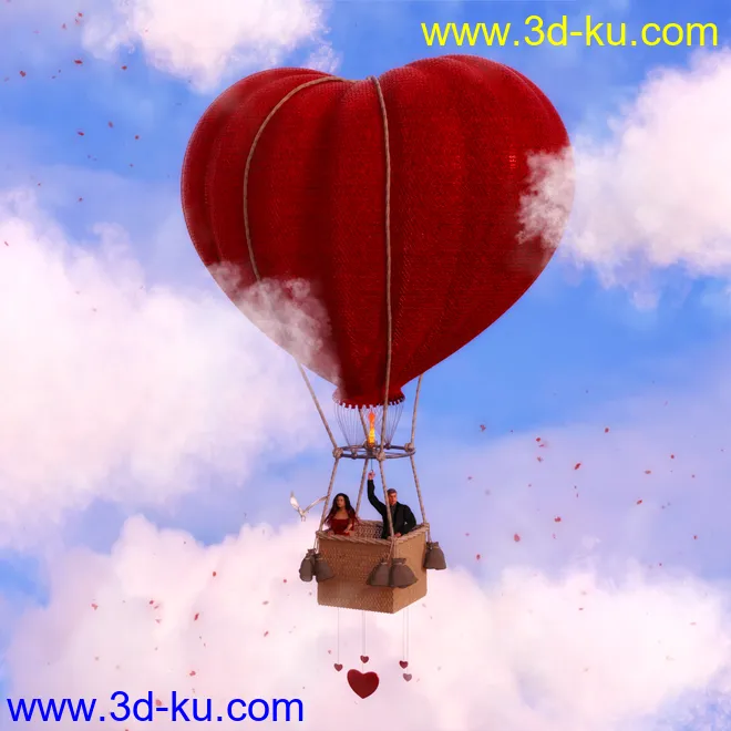 Heart Hot Air Balloon模型的图片1